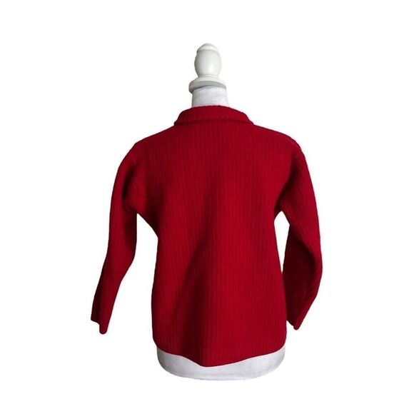 Ubaldin Scuola Italy Knit Red 100% Fine Merino Wool Thick Knit Collared US Small - Picture 6 of 9